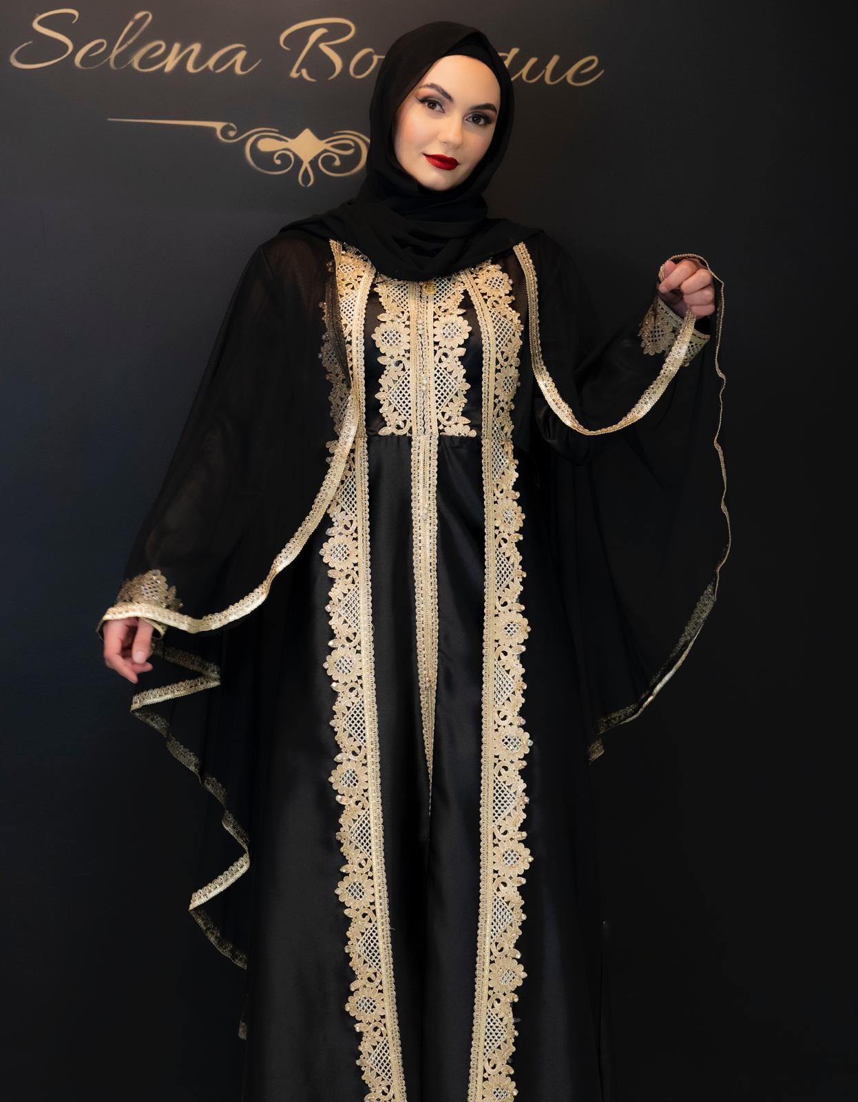 Black and gold abaya