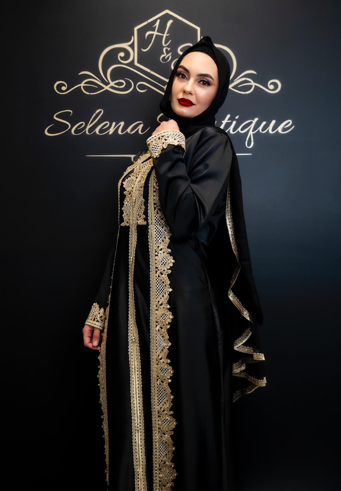 Black and gold abaya
